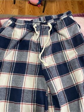 Unisex Navy Plaid Drawstring Pajama Pants